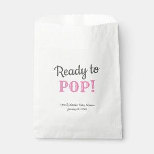 Modern Ready to Pop Pink Girl Baby Shower Party Favour Bag