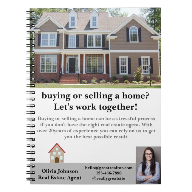 Modern Real Estate Agent Custom Notebook (Front)