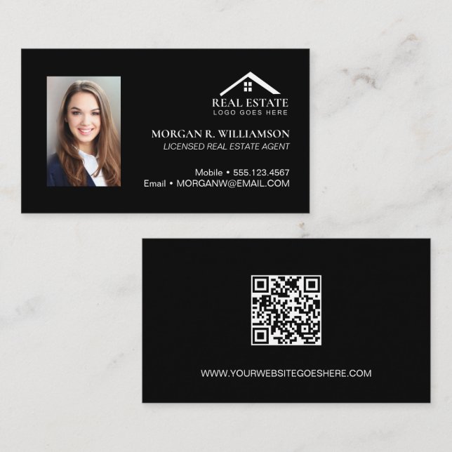 Modern Real Estate Agent Custom QR code Networking Business Card (Front/Back)