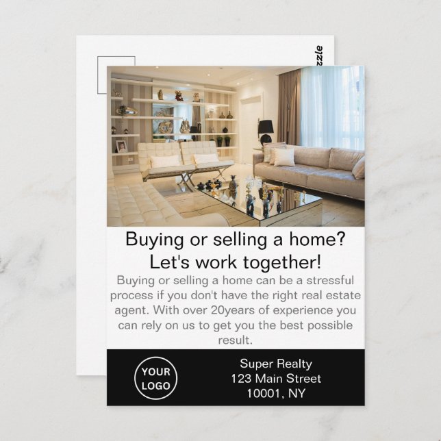 Modern Real Estate Agent Customizable  Postcard (Front/Back)