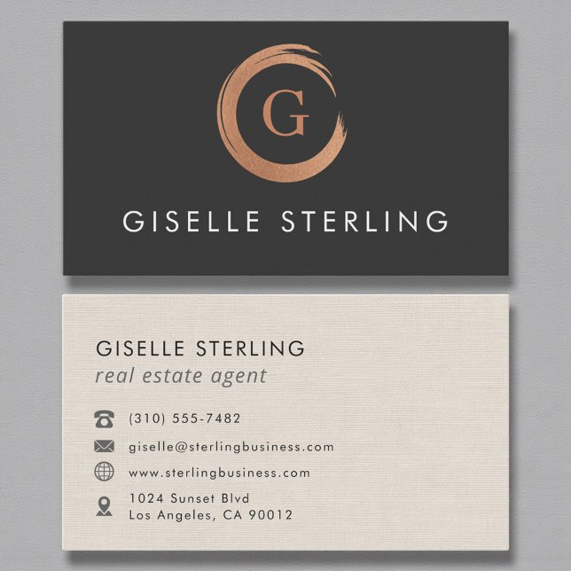 Modern Real Estate Agent Monogram Business Card (Creator Uploaded)