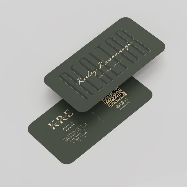 Modern Real Estate Agent Monogram Realtor Green   Business Card (Modern Real Estate Agent Monogram Realtor Green Business Card
)