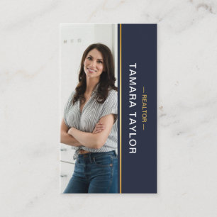 Modern Real Estate Agent Photo Layout Vertical B Business Card