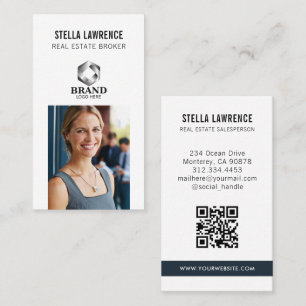 Modern Real Estate Agent Vertical Photo Logo Business Card