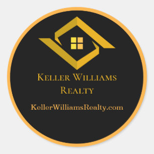Modern Real Estate Black and gold custom logo  Classic Round Sticker