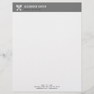 modern real estate black white business letterhead