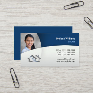 Modern Real Estate Business Cards Realtor Blue