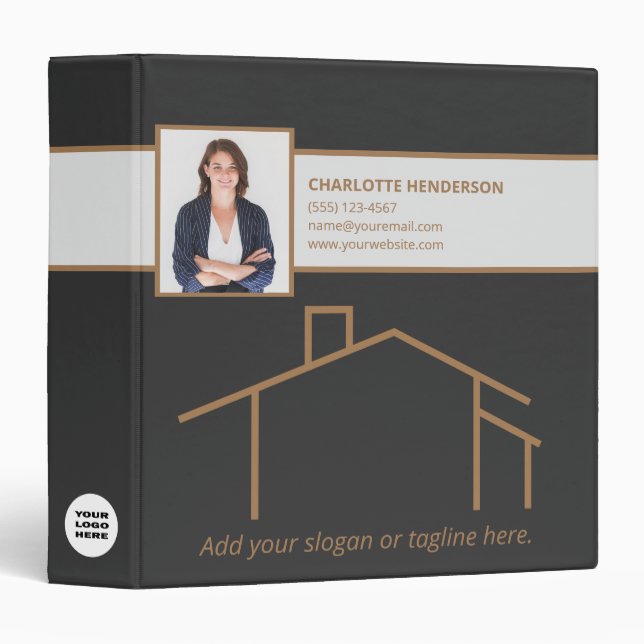 Modern Real Estate Custom Logo Photo Template Binder (Front/Spine)