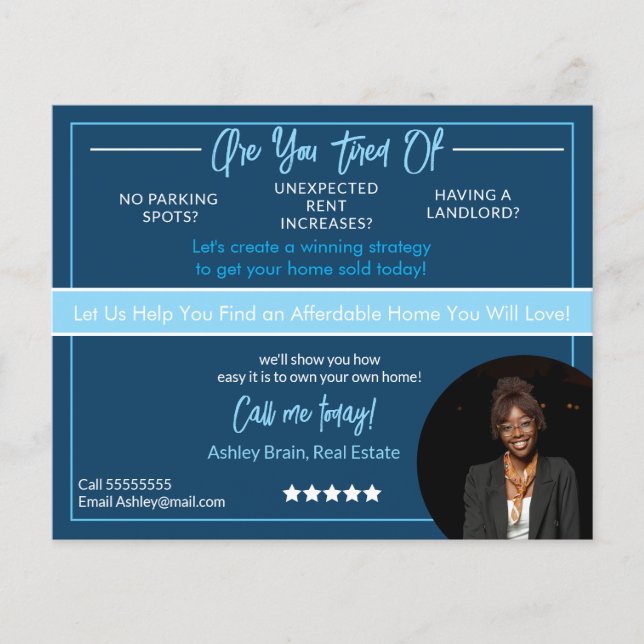 Modern Real Estate Flyer Template |Editable Rental (Front)