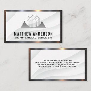 Modern Real Estate Icon   Metal Border Business Card
