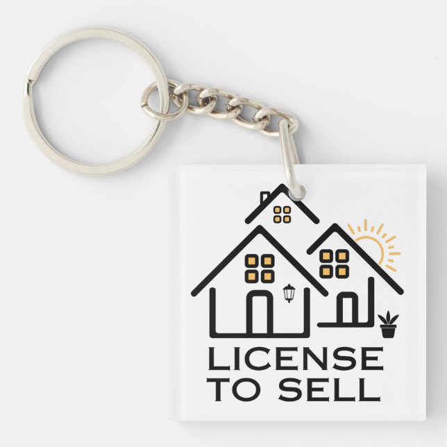 Modern Real Estate License To Sell  Keychain (Front)