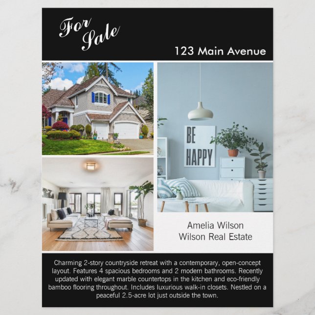 Modern Real Estate Listing 2 Sided Photo Flyer (Front)