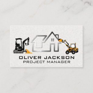 Modern Real Estate Logo   Construction Vehicles Business Card