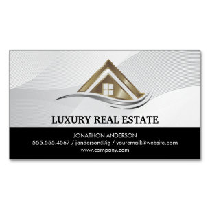 Modern Real Estate Logo   Property Management Magnetic Business Card