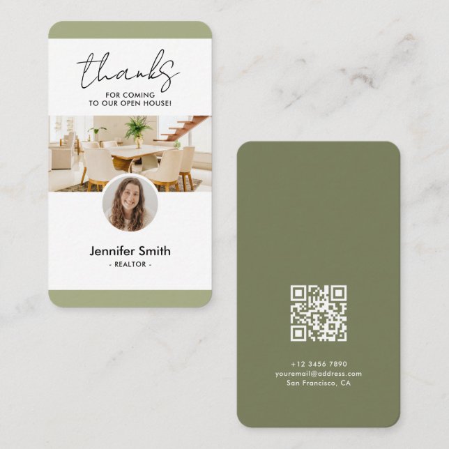 Modern Real Estate Marketing Photo QR Code Business Card (Front/Back)