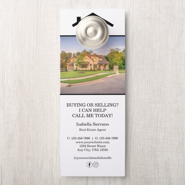 Modern Real Estate Marketing QR Code Door Hanger (On Knob)