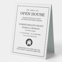 Modern Real Estate Open House Table Tent Sign