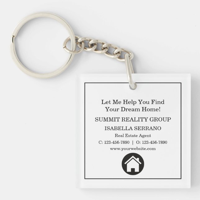 Modern Real Estate QR Code Marketing Keychain (Front)