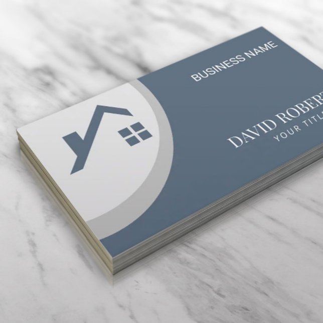 Modern Real Estate Realtor Dusty Blue & Silver Business Card (Creator Uploaded)