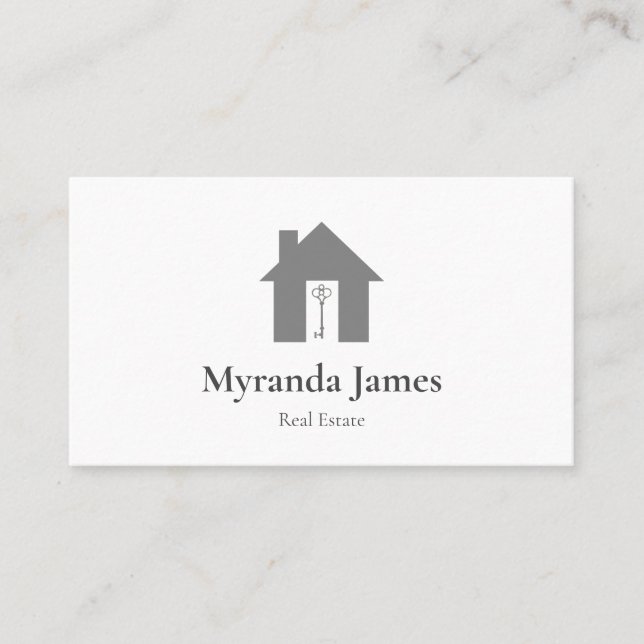 Modern Real Estate Simple Grey House Realtor Business Card (Front)