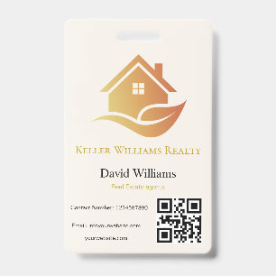 Modern Real Estate white and gold custom logo Badge