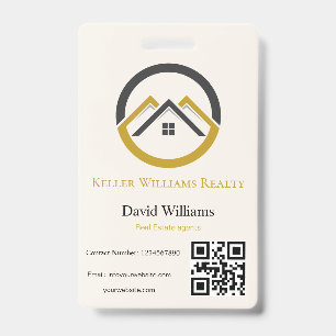Modern Real Estate white and gold custom logo  Badge