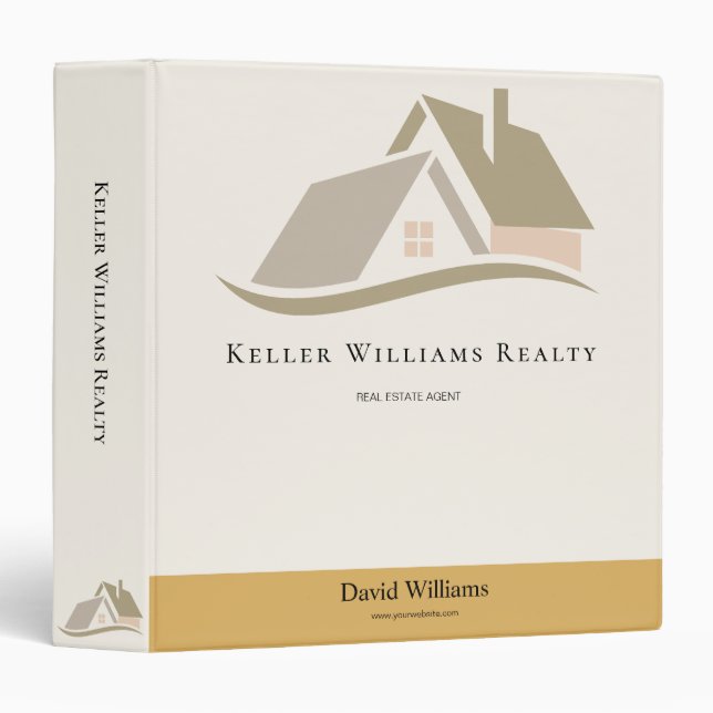 Modern Real Estate white and gold custom logo  Binder (Front/Spine)