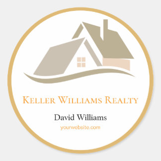 Modern Real Estate white and gold custom logo Classic Round Sticker