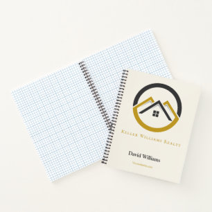 Modern Real Estate white and gold custom logo Notebook