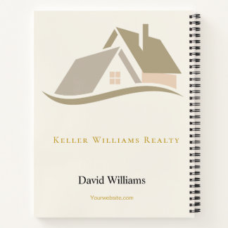 Modern Real Estate white and gold custom logo  Notebook