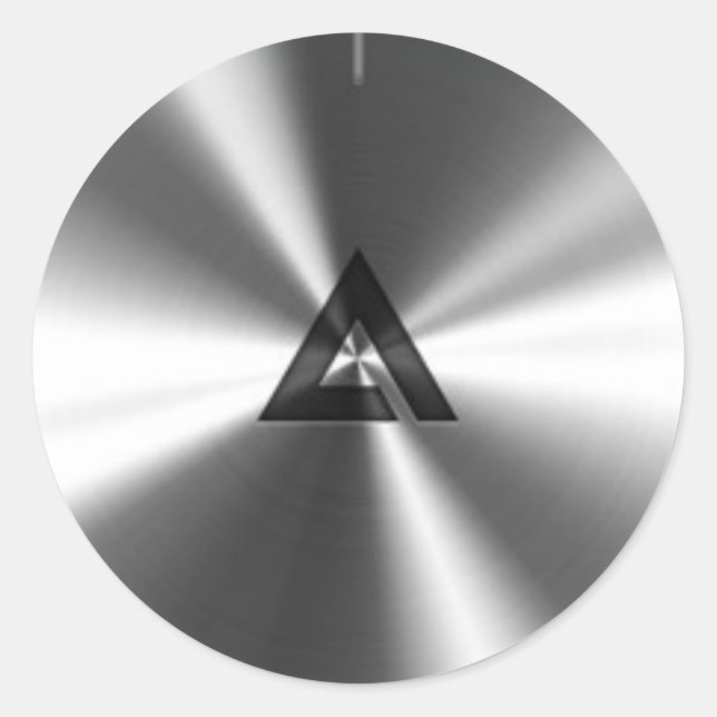 Modern Realistic Shiny Steel Texture Classic Round Sticker (Front)