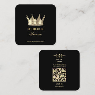 Modern Realtor Crown Faux Gold Square Business Card