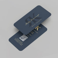 Modern Realtor Monogram R K Dark Blue Grey