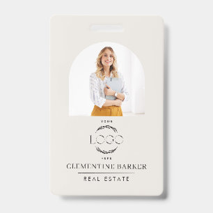 Modern Realtor Name Badge with Photo Arch Elegant