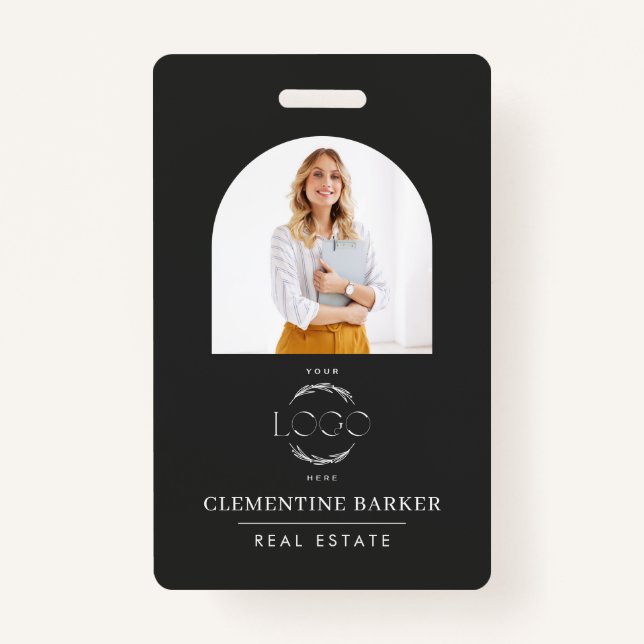 Modern Realtor Name Badge with Photo Arch Elegant (Front)
