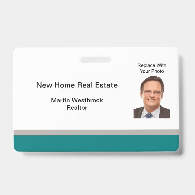 Modern Realtor Photo Template Staff Name Badges (Front)