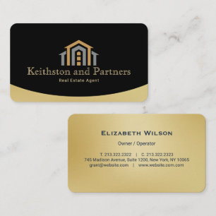 Modern Realtor Promotional Real Estate agents gold Business Card