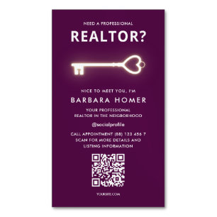Modern Realtor Real Estate Agent Grape Wine Magnetic Business Card