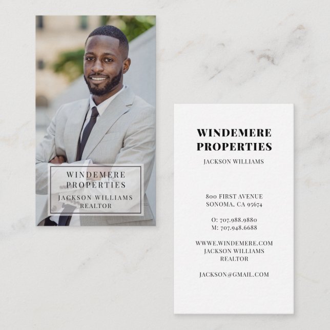 Modern Realtor Real Estate Photo  Business Card (Front/Back)