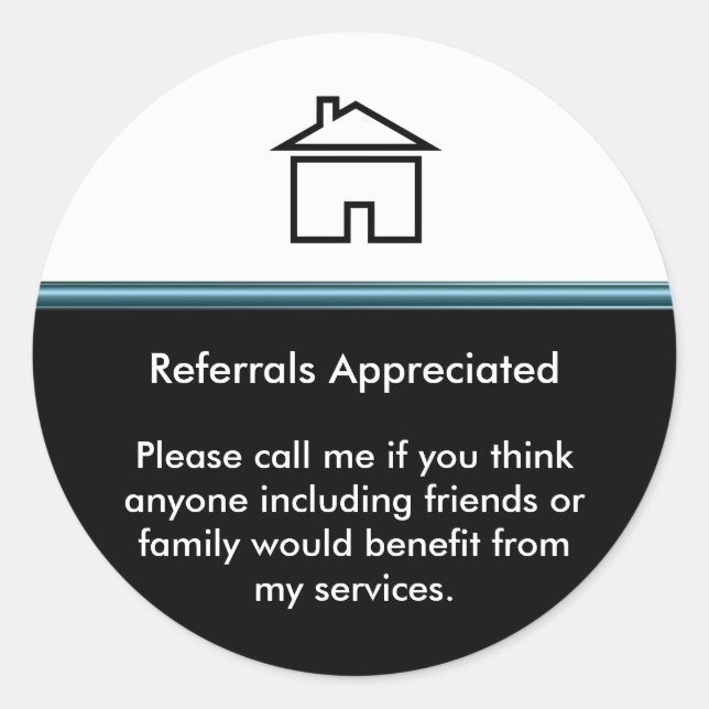 Modern Realtor Referral Appreciation Classic Round Sticker (Front)