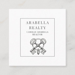 Modern Realty Company Key Logo Square Business Card