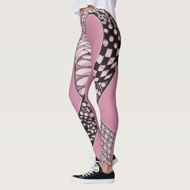 Modern Rebel Breast Cancer Awareness Ribbon Leggings (Left)