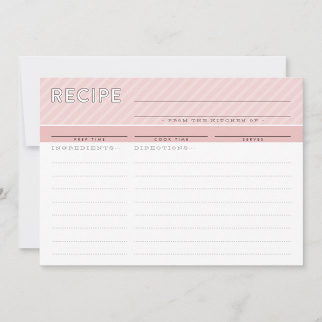 MODERN RECIPE CARD cute organiser minimal pink (Front)