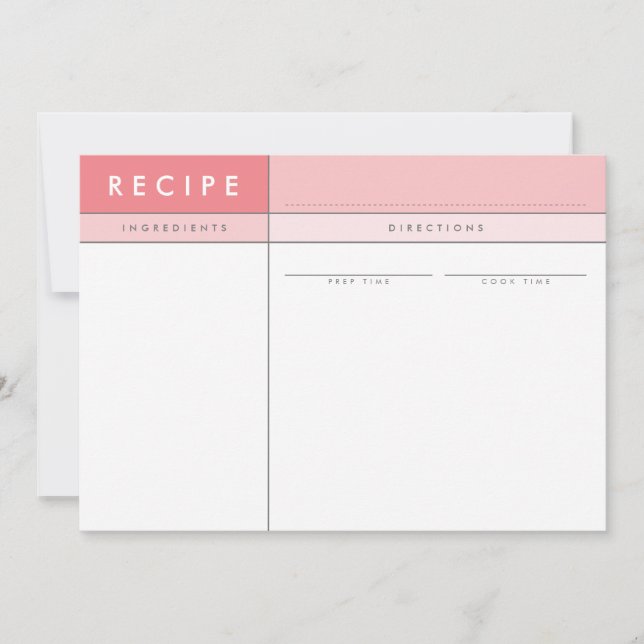MODERN RECIPE CARD organiser block minimal coral (Front)