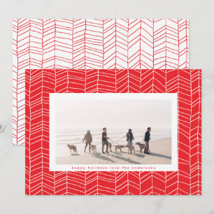 Modern Red 2022 Christmas Candy Cane Photo Holiday Card