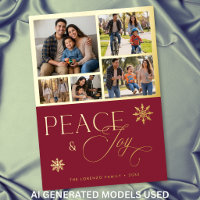 Modern Red 5 Photo Collage Peace & Joy