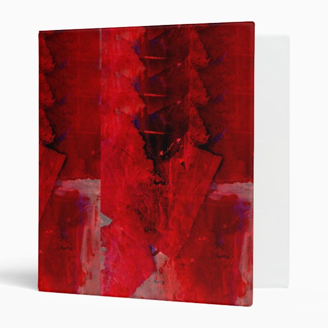 Modern Red Abstract Painting Art Binder (Front/Inside)