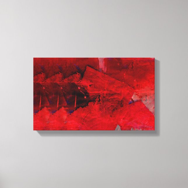 Modern Red Abstract Painting Art Wrapped Canvas (Front)