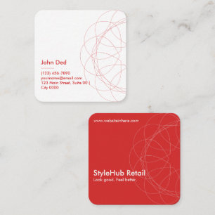Modern Red Abstract Square Rounded Bold Geometry Square Business Card