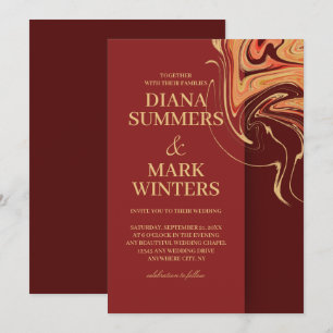 Modern red and beige abstract. Wedding Invitation